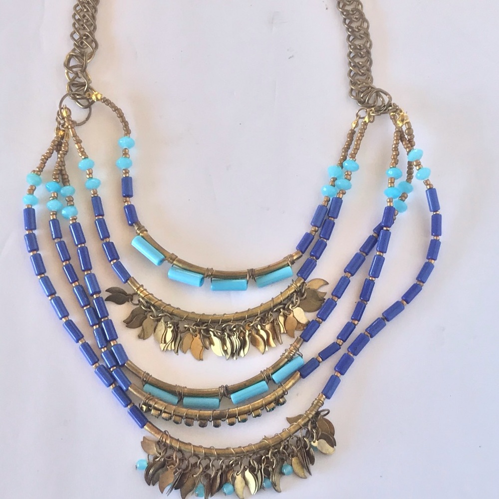 Multi strand necklace blue